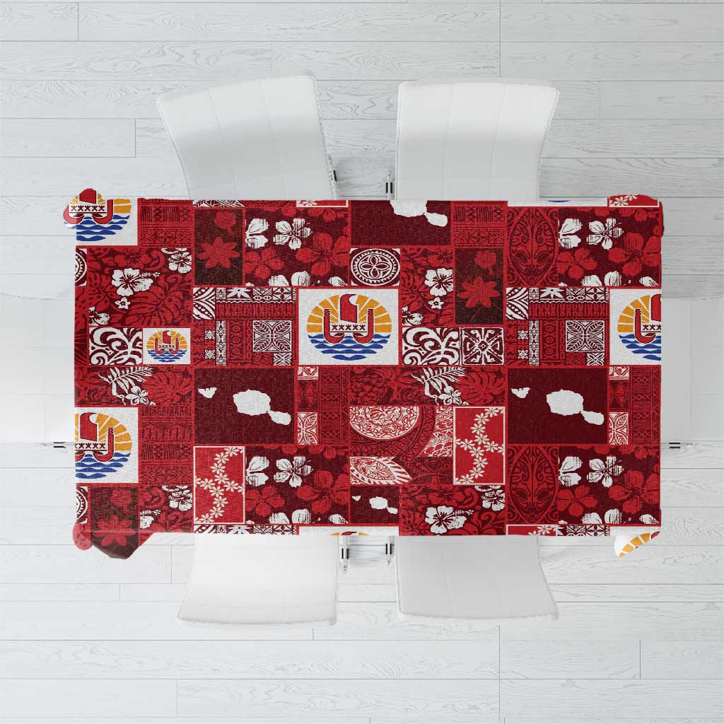 Tahiti Oaoa I Teie Noera Tablecloth Pacific Patchwork Xmas Vibes LT9 Red - Polynesian Pride