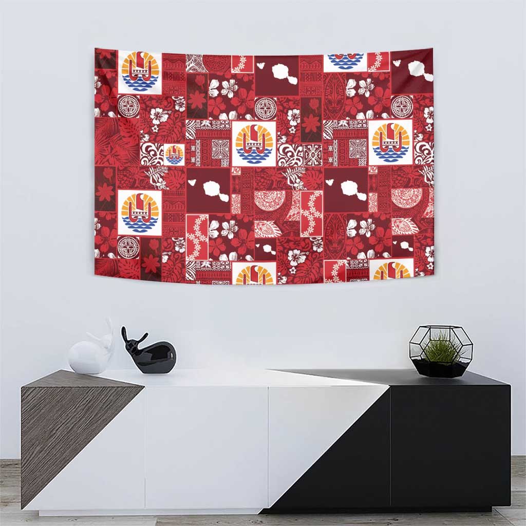 Tahiti Oaoa I Teie Noera Tapestry Pacific Patchwork Xmas Vibes - Polynesian Pride