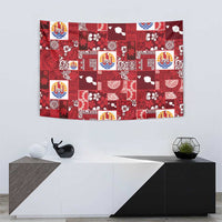Tahiti Oaoa I Teie Noera Tapestry Pacific Patchwork Xmas Vibes - Polynesian Pride