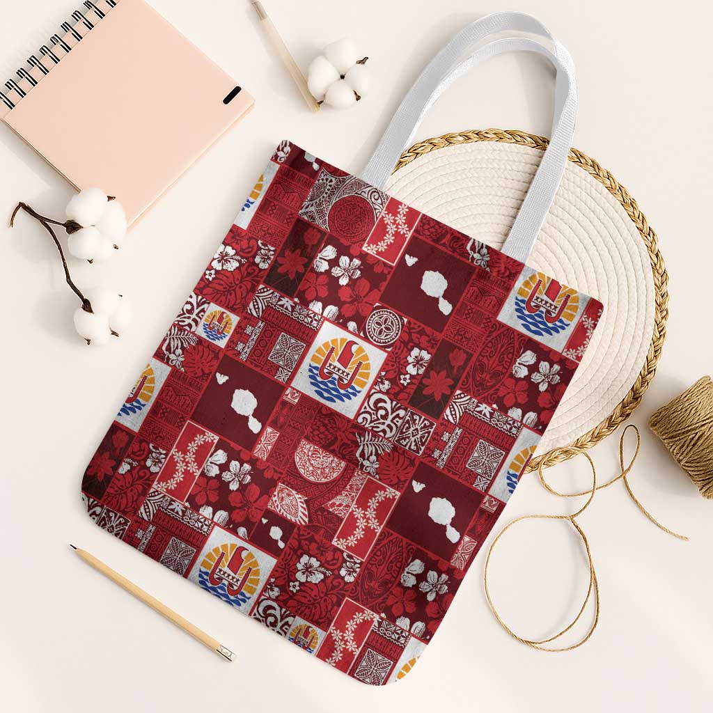 Tahiti Oaoa I Teie Noera Tote Bag Pacific Patchwork Xmas Vibes - Polynesian Pride
