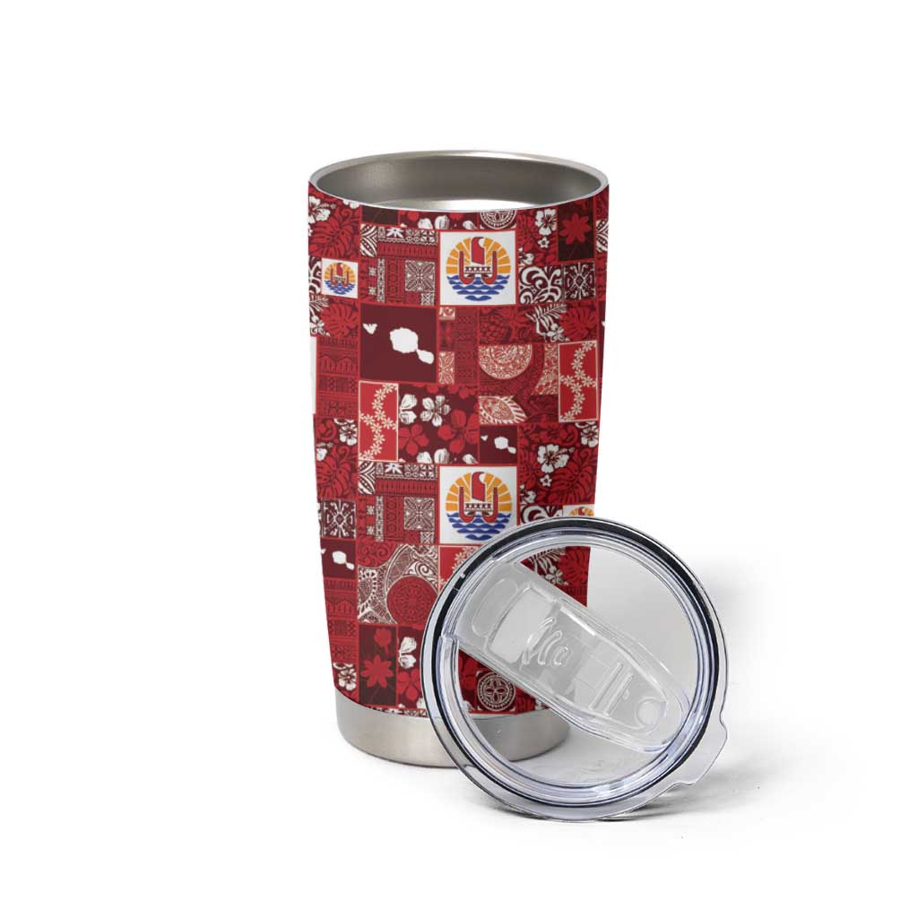 Tahiti Oaoa I Teie Noera Tumbler Cup Pacific Patchwork Xmas Vibes - Polynesian Pride