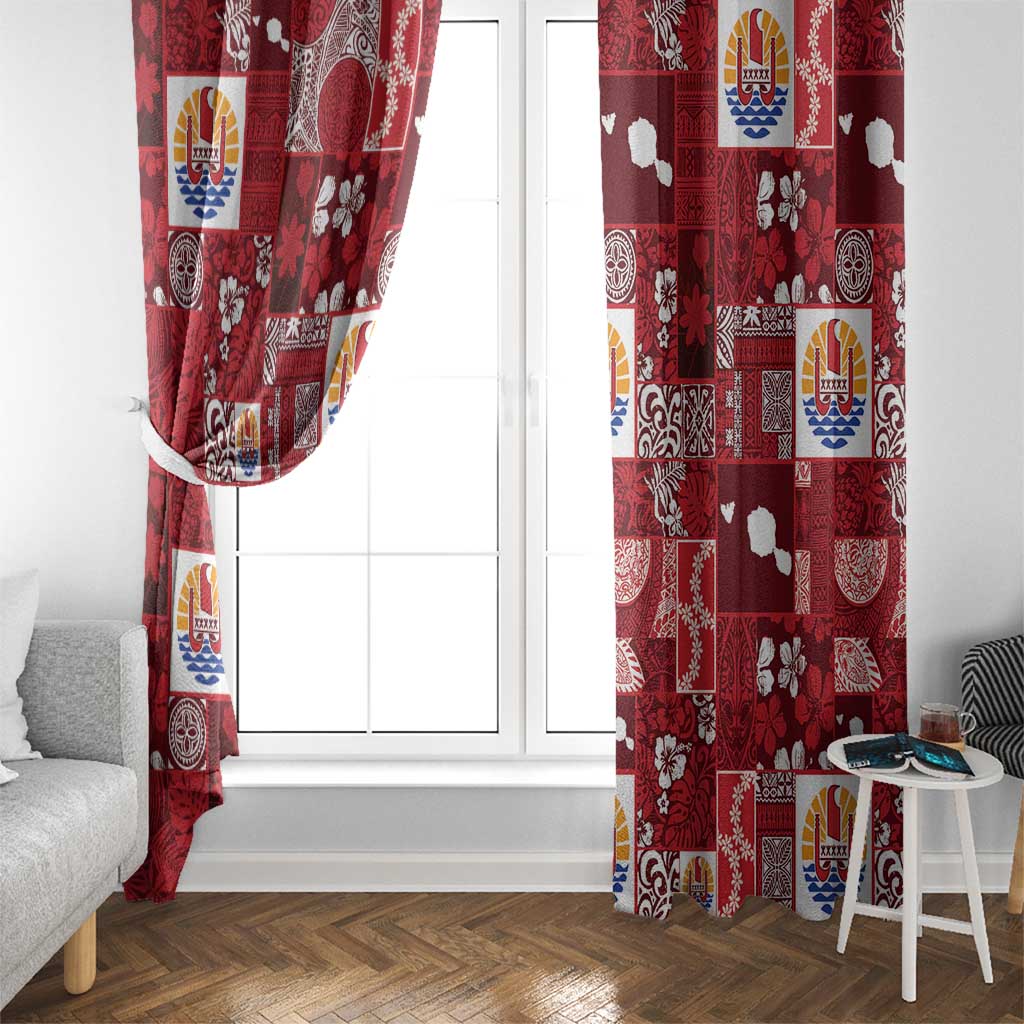 Tahiti Oaoa I Teie Noera Window Curtain Pacific Patchwork Xmas Vibes - Polynesian Pride