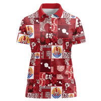 Tahiti Oaoa I Teie Noera Women Polo Shirt Pacific Patchwork Xmas Vibes - Polynesian Pride