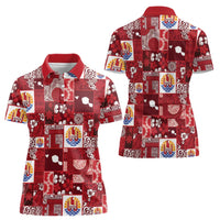 Tahiti Oaoa I Teie Noera Women Polo Shirt Pacific Patchwork Xmas Vibes - Polynesian Pride