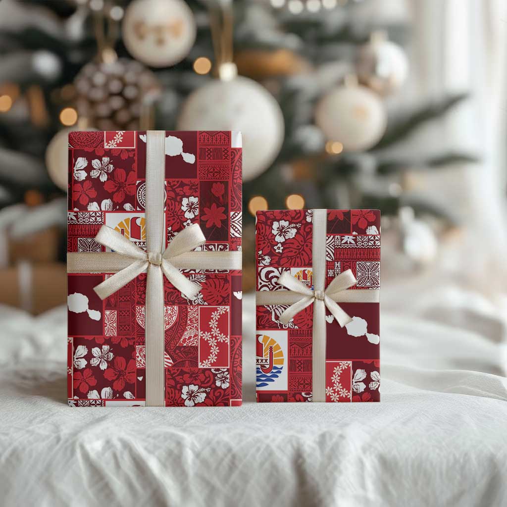 Tahiti Oaoa I Teie Noera Wrapping Paper Pacific Patchwork Xmas Vibes - Polynesian Pride