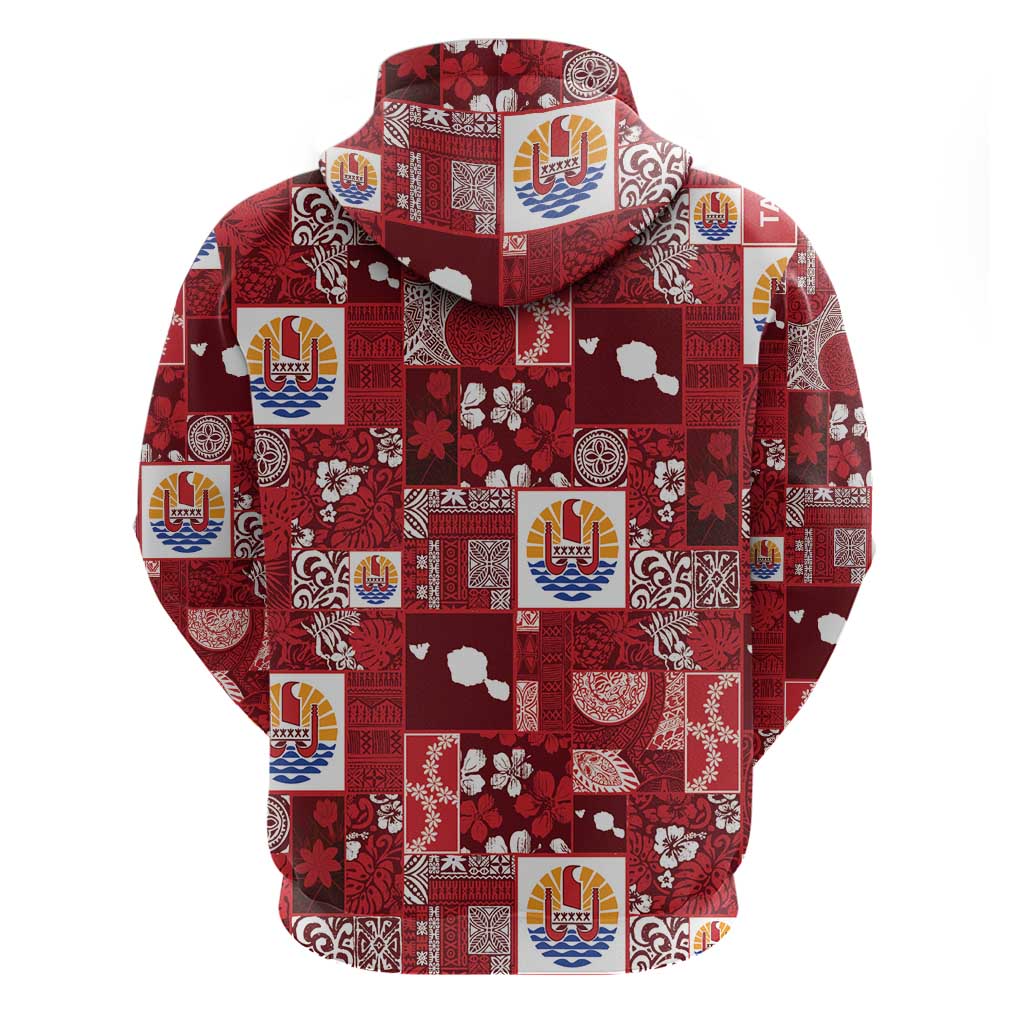 Tahiti Oaoa I Teie Noera Zip Hoodie Pacific Patchwork Xmas Vibes - Polynesian Pride