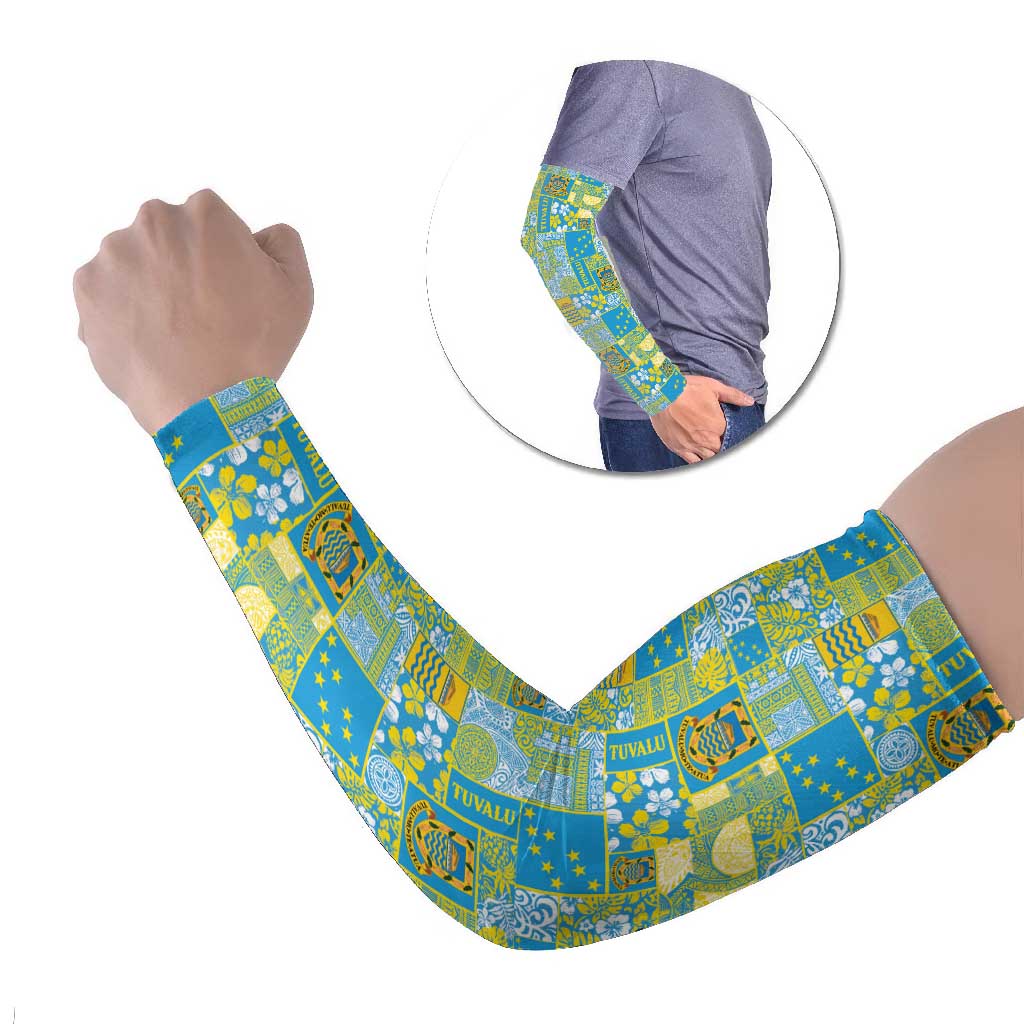 Tuvalu Manuia te Kilisimasi Arm Sleeves Pacific Patchwork Xmas Vibes - Polynesian Pride