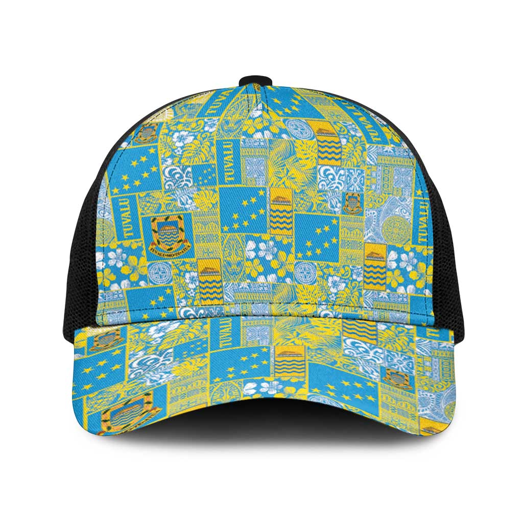 Tuvalu Manuia te Kilisimasi Baseball Net Cap Pacific Patchwork Xmas Vibes - Polynesian Pride