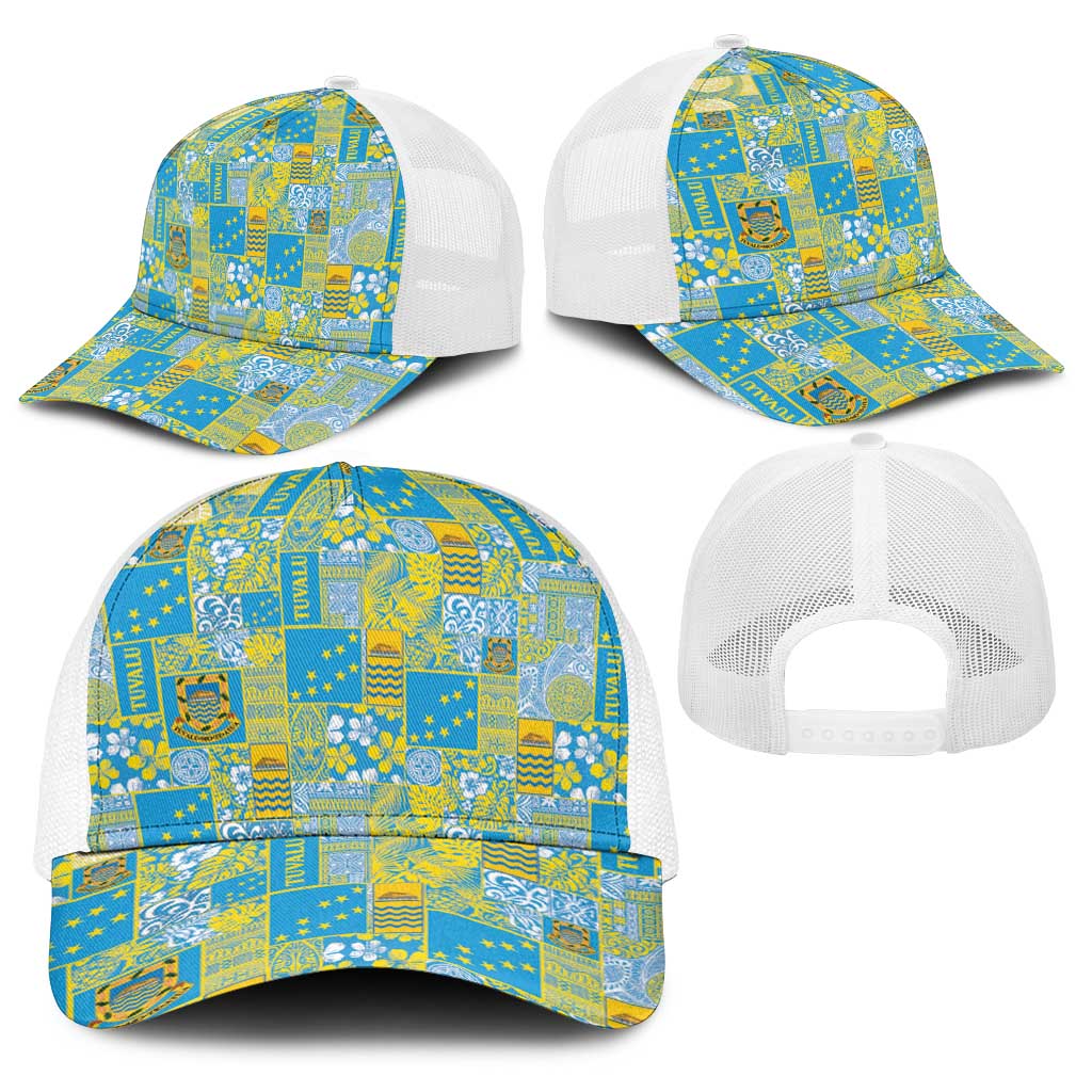 Tuvalu Manuia te Kilisimasi Baseball Net Cap Pacific Patchwork Xmas Vibes - Polynesian Pride