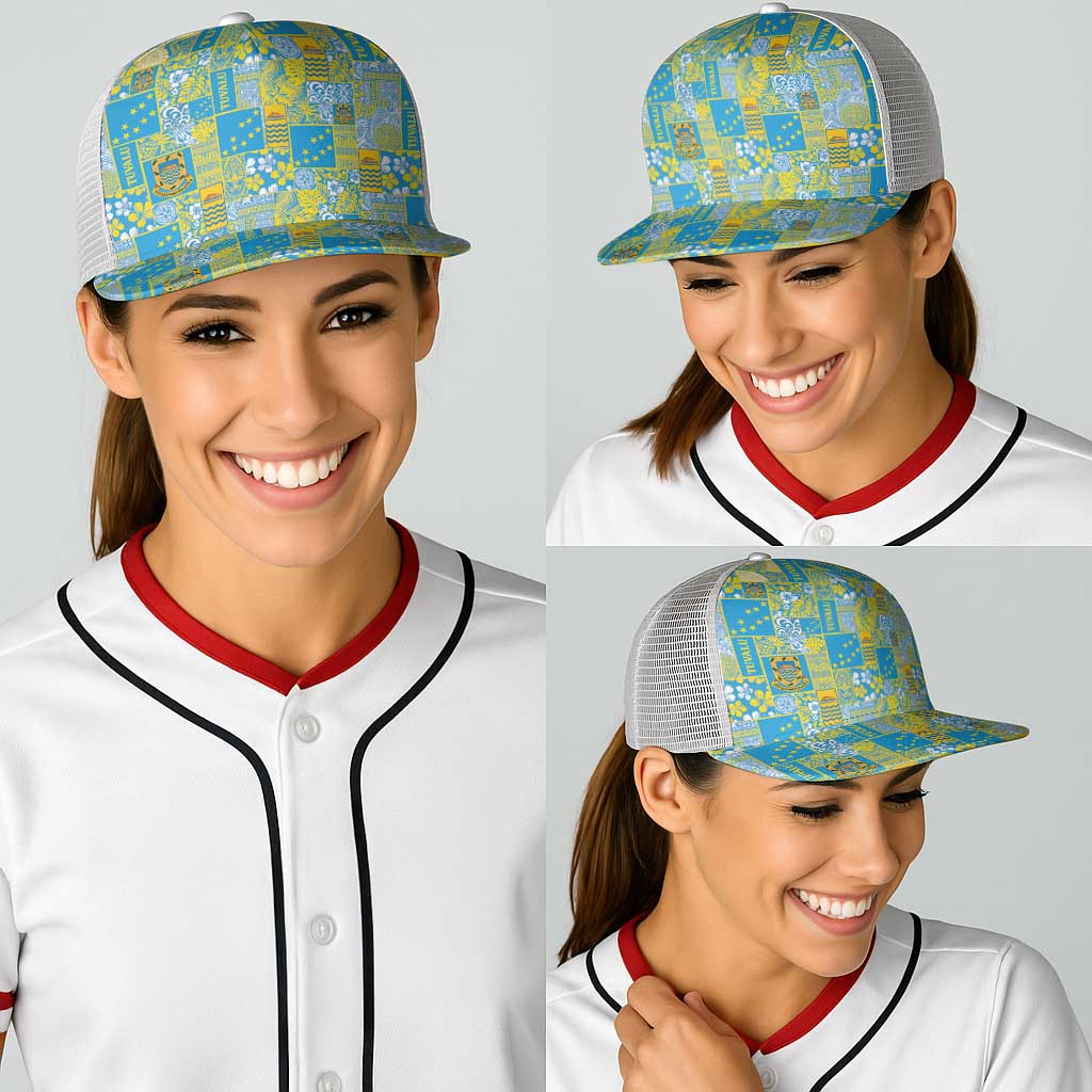 Tuvalu Manuia te Kilisimasi Baseball Net Cap Pacific Patchwork Xmas Vibes - Polynesian Pride