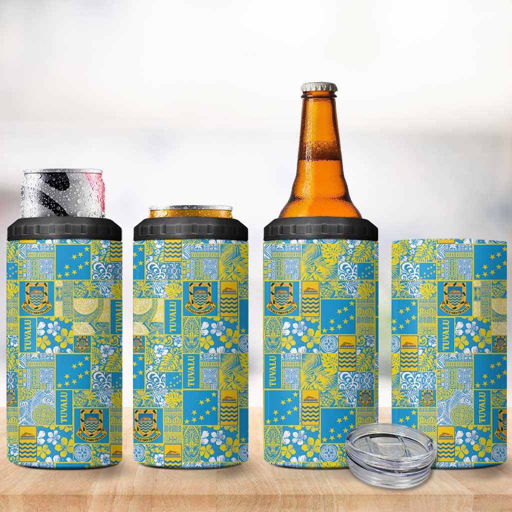 Tuvalu Manuia te Kilisimasi 4 in 1 Can Cooler Tumbler Pacific Patchwork Xmas Vibes - Polynesian Pride