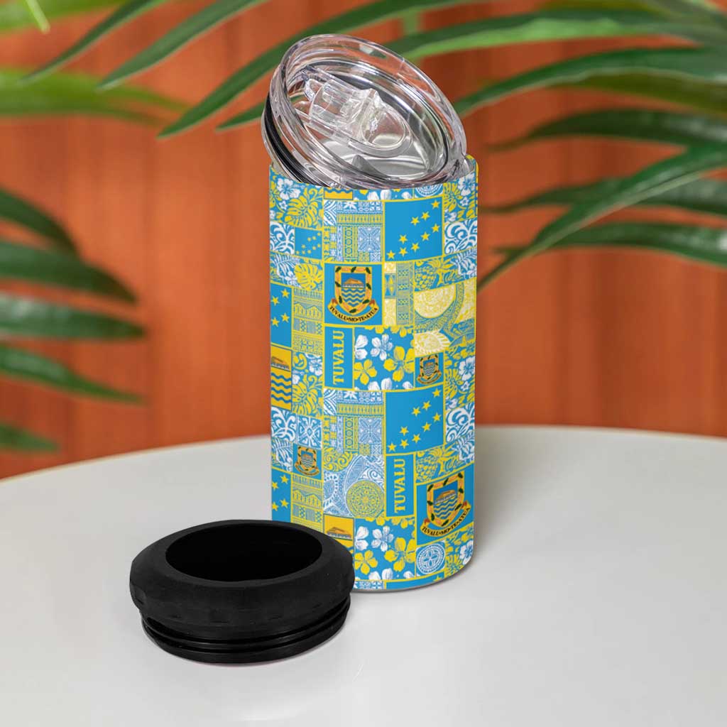 Tuvalu Manuia te Kilisimasi 4 in 1 Can Cooler Tumbler Pacific Patchwork Xmas Vibes - Polynesian Pride