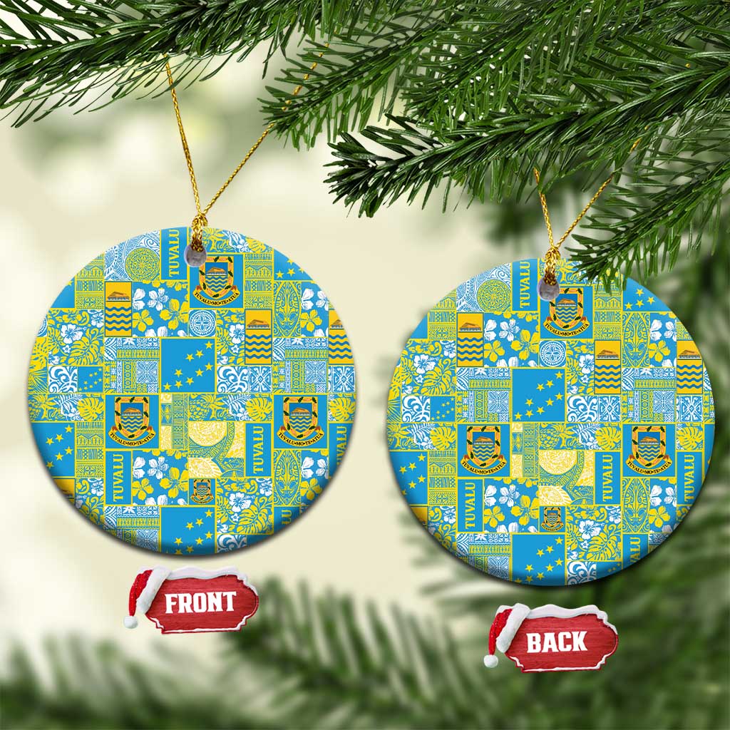 Tuvalu Manuia te Kilisimasi Ceramic Ornament Pacific Patchwork Xmas Vibes - Polynesian Pride