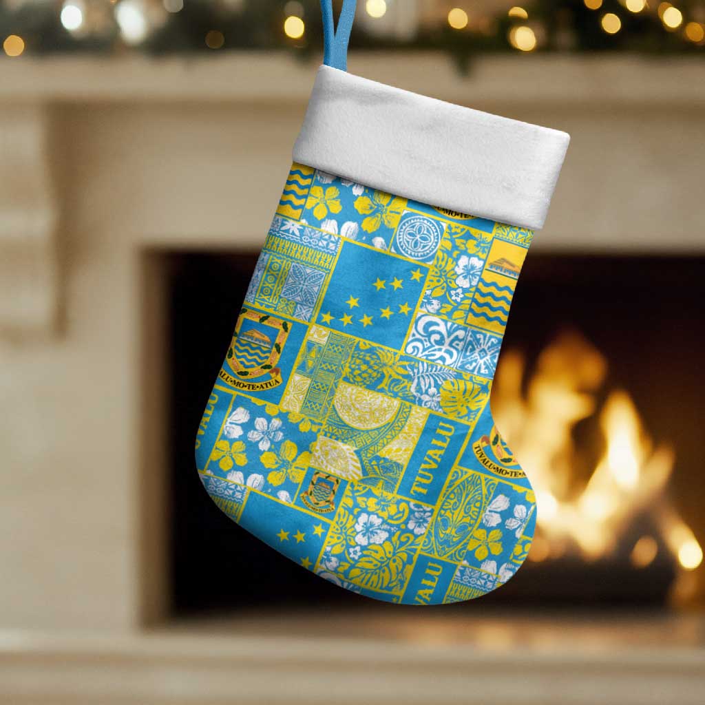 Tuvalu Manuia te Kilisimasi Christmas Stocking Pacific Patchwork Xmas Vibes - Polynesian Pride
