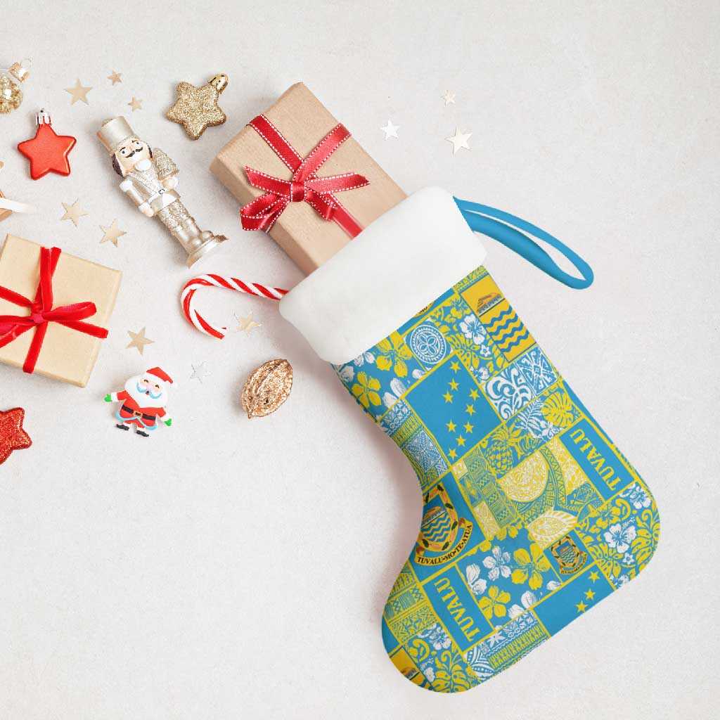 Tuvalu Manuia te Kilisimasi Christmas Stocking Pacific Patchwork Xmas Vibes - Polynesian Pride