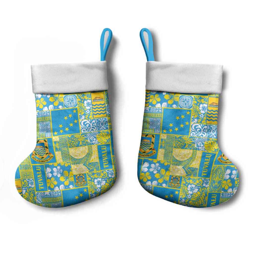 Tuvalu Manuia te Kilisimasi Christmas Stocking Pacific Patchwork Xmas Vibes - Polynesian Pride