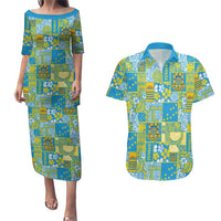 Tuvalu Manuia te Kilisimasi Couples Matching Puletasi and Hawaiian Shirt Pacific Patchwork Xmas Vibes - Polynesian Pride