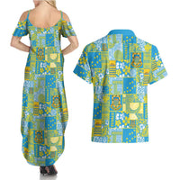 Tuvalu Manuia te Kilisimasi Couples Matching Summer Maxi Dress and Hawaiian Shirt Pacific Patchwork Xmas Vibes - Polynesian Pride