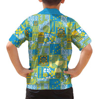 Tuvalu Manuia te Kilisimasi Family Matching Off The Shoulder Long Sleeve Dress and Hawaiian Shirt Pacific Patchwork Xmas Vibes LT9 - Polynesian Pride
