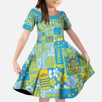 Tuvalu Manuia te Kilisimasi Family Matching Off Shoulder Maxi Dress and Hawaiian Shirt Pacific Patchwork Xmas Vibes - Polynesian Pride