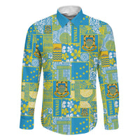 Tuvalu Manuia te Kilisimasi Family Matching Short Sleeve Bodycon Dress and Hawaiian Shirt Pacific Patchwork Xmas Vibes LT9 Dad's Shirt - Long Sleeve Green - Polynesian Pride