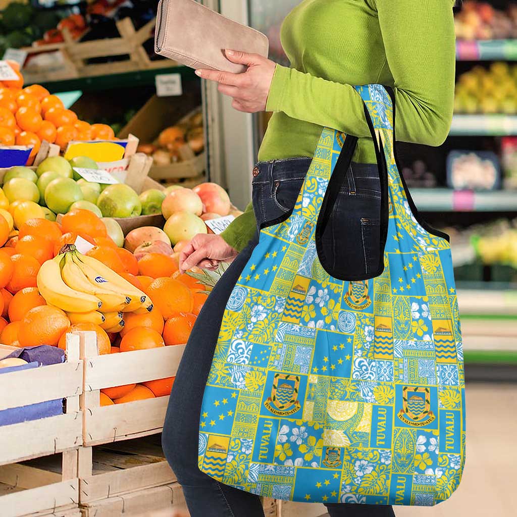 Tuvalu Manuia te Kilisimasi Grocery Bag Pacific Patchwork Xmas Vibes - Polynesian Pride