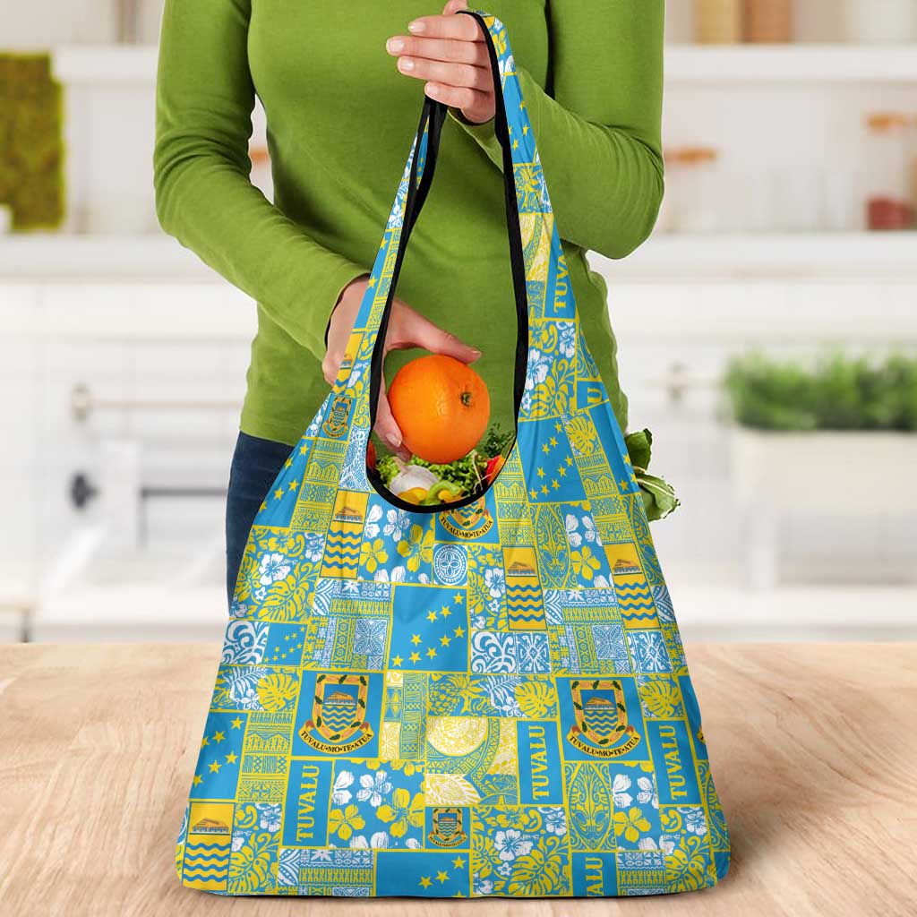 Tuvalu Manuia te Kilisimasi Grocery Bag Pacific Patchwork Xmas Vibes - Polynesian Pride