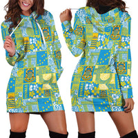 Tuvalu Manuia te Kilisimasi Hoodie Dress Pacific Patchwork Xmas Vibes LT9 - Polynesian Pride