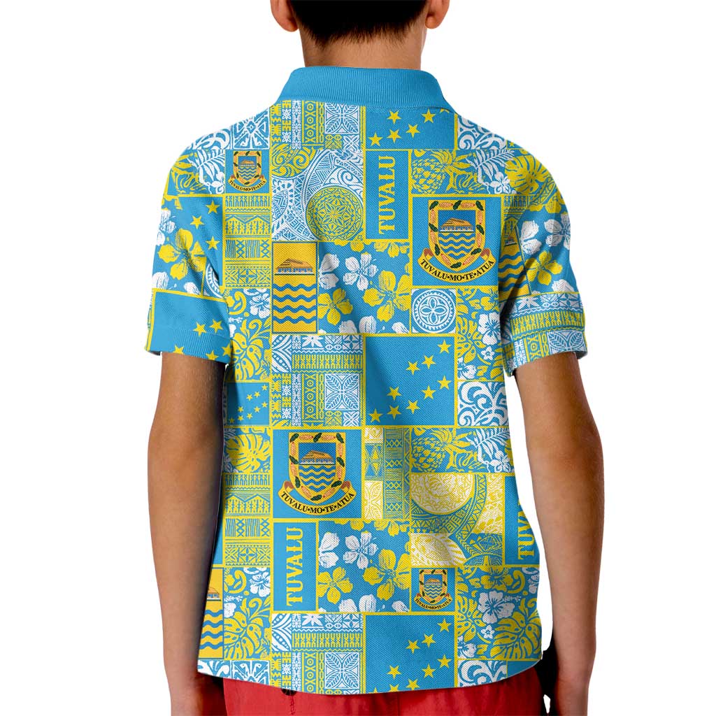 Tuvalu Manuia te Kilisimasi Kid Polo Shirt Pacific Patchwork Xmas Vibes - Polynesian Pride