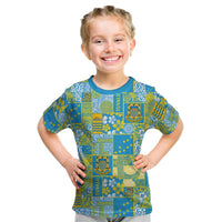 Tuvalu Manuia te Kilisimasi Kid T Shirt Pacific Patchwork Xmas Vibes - Polynesian Pride