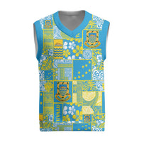 Tuvalu Manuia te Kilisimasi Christmas Knitted V-Neck Vest Pacific Patchwork Xmas Vibes LT9 Green - Polynesian Pride