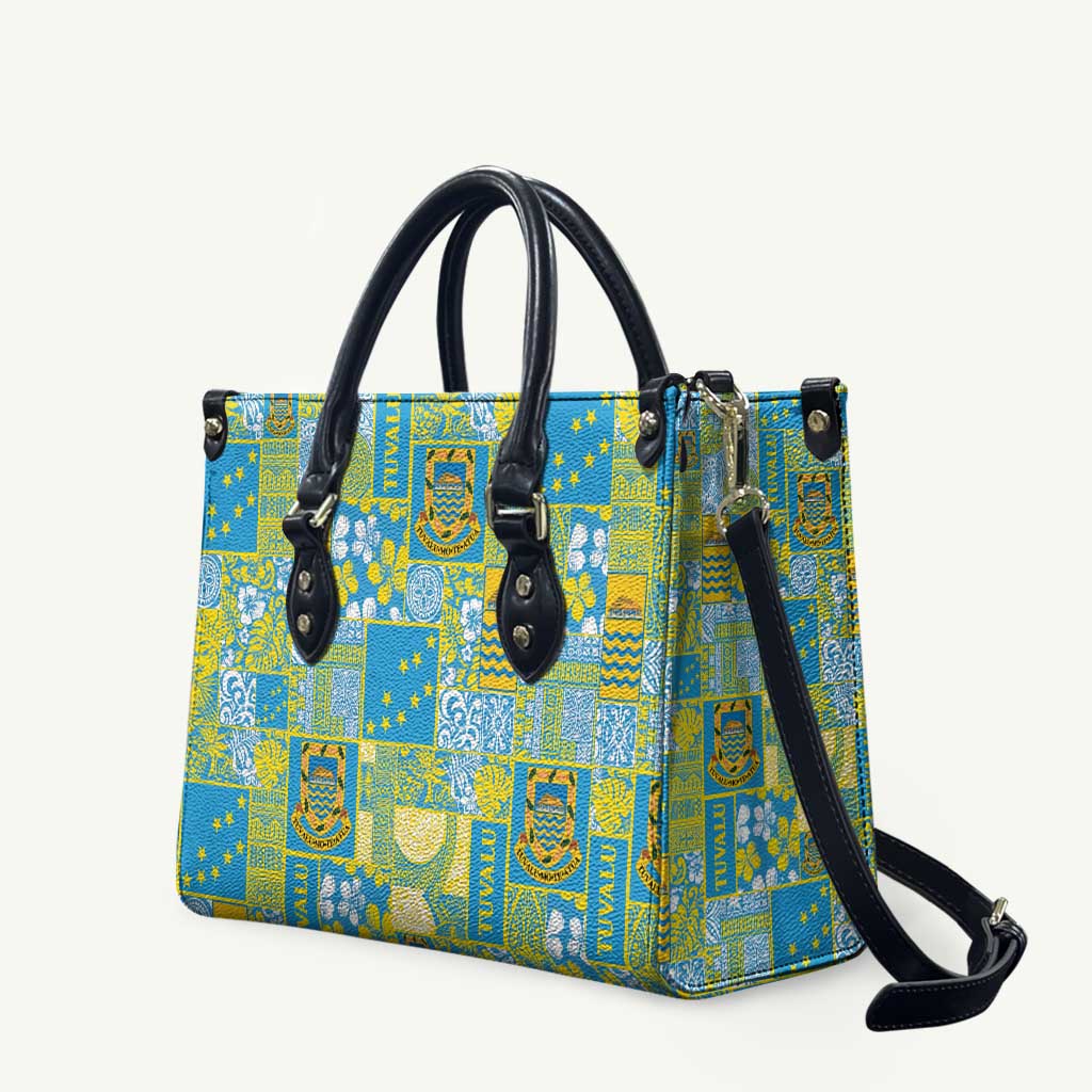 Tuvalu Manuia te Kilisimasi Leather Bag Pacific Patchwork Xmas Vibes - Polynesian Pride