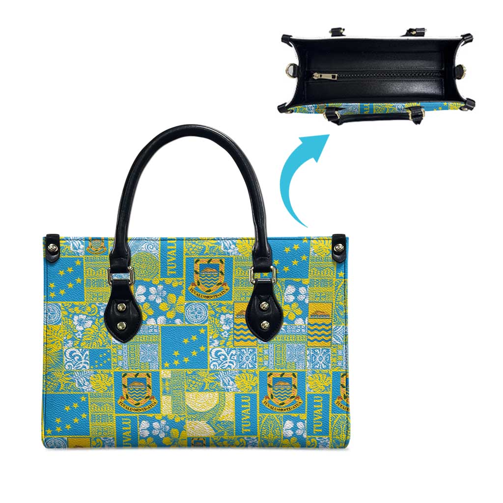Tuvalu Manuia te Kilisimasi Leather Bag Pacific Patchwork Xmas Vibes - Polynesian Pride