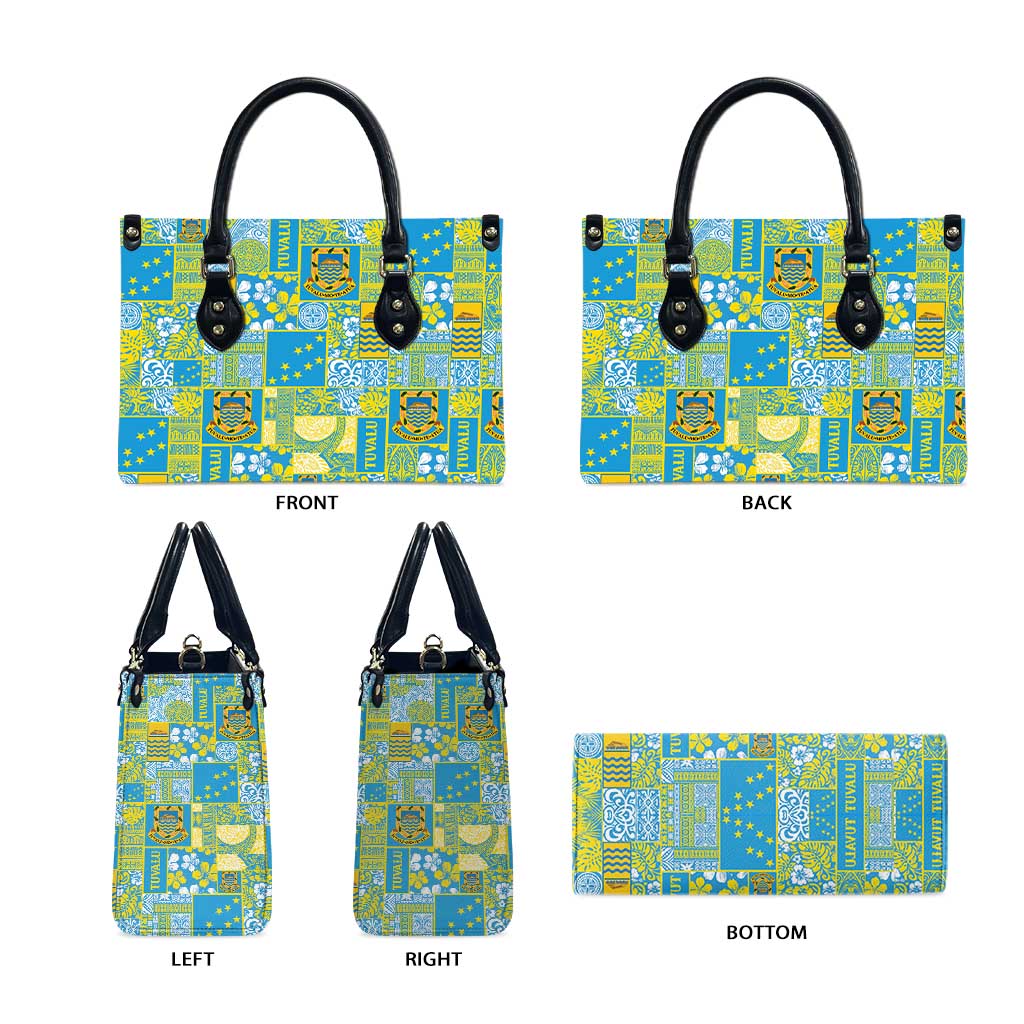 Tuvalu Manuia te Kilisimasi Leather Bag Pacific Patchwork Xmas Vibes - Polynesian Pride