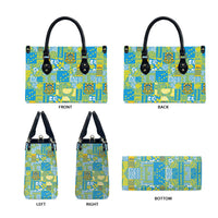 Tuvalu Manuia te Kilisimasi Leather Bag Pacific Patchwork Xmas Vibes - Polynesian Pride