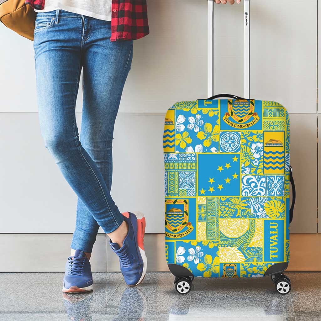Tuvalu Manuia te Kilisimasi Luggage Cover Pacific Patchwork Xmas Vibes - Polynesian Pride