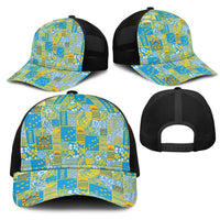 Tuvalu Manuia te Kilisimasi Mesh Trucker Cap Pacific Patchwork Xmas Vibes - Polynesian Pride