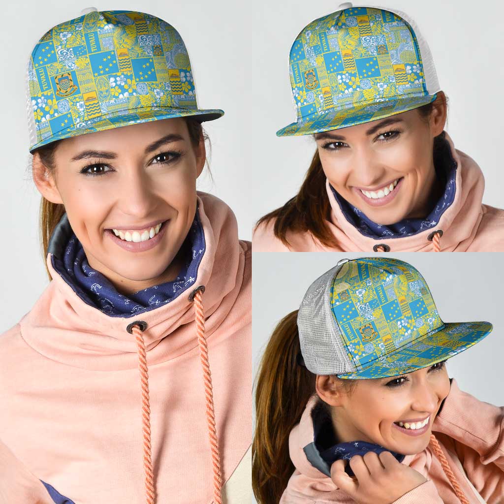 Tuvalu Manuia te Kilisimasi Mesh Trucker Cap Pacific Patchwork Xmas Vibes - Polynesian Pride