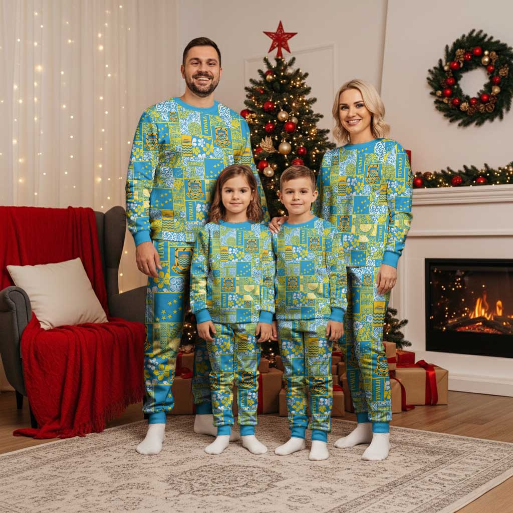 Tuvalu Manuia te Kilisimasi Christmas Pajama Set Pacific Patchwork Xmas Vibes - Polynesian Pride
