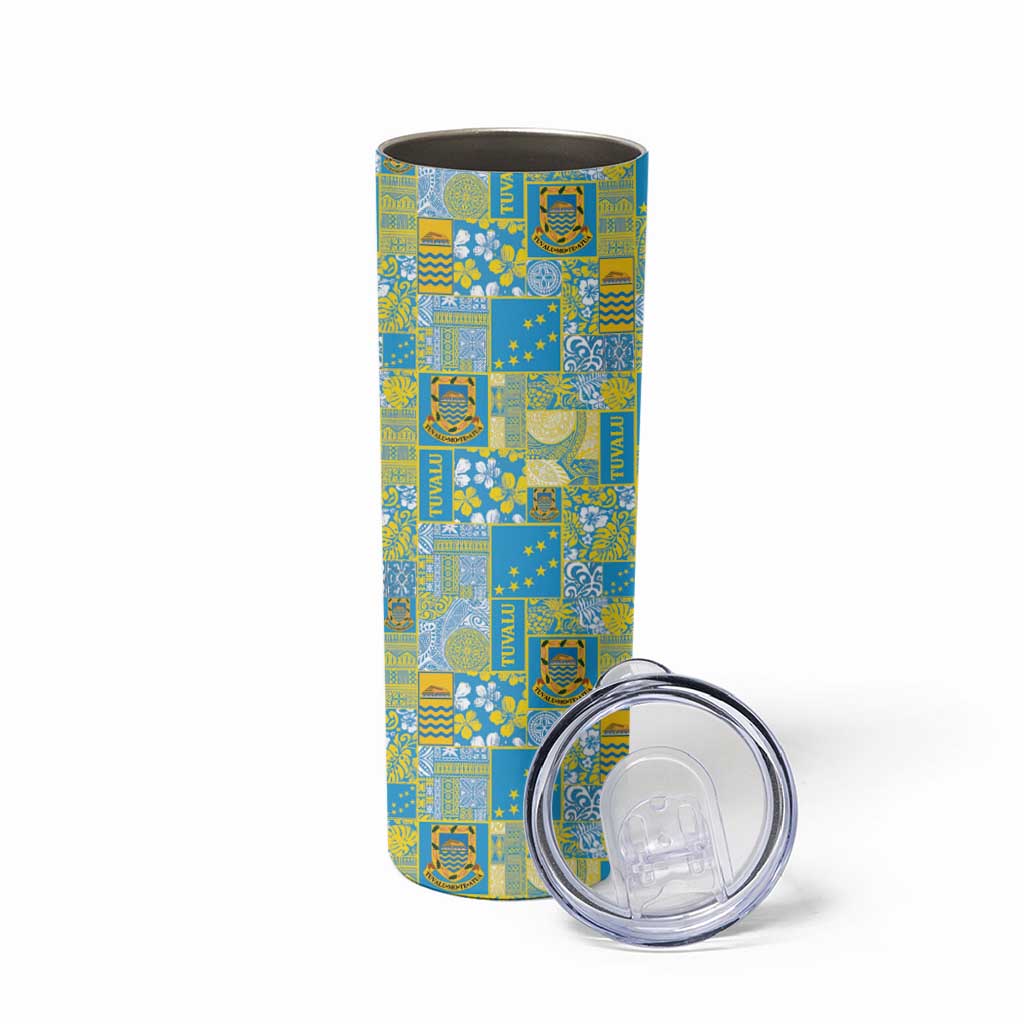 Tuvalu Manuia te Kilisimasi Skinny Tumbler Pacific Patchwork Xmas Vibes - Polynesian Pride