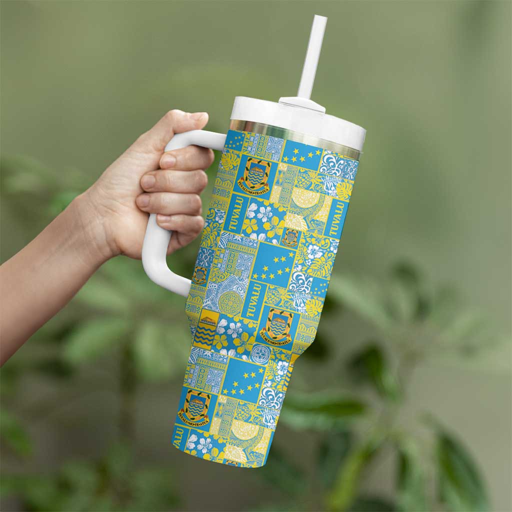 Tuvalu Manuia te Kilisimasi Tumbler With Handle Pacific Patchwork Xmas Vibes - Polynesian Pride