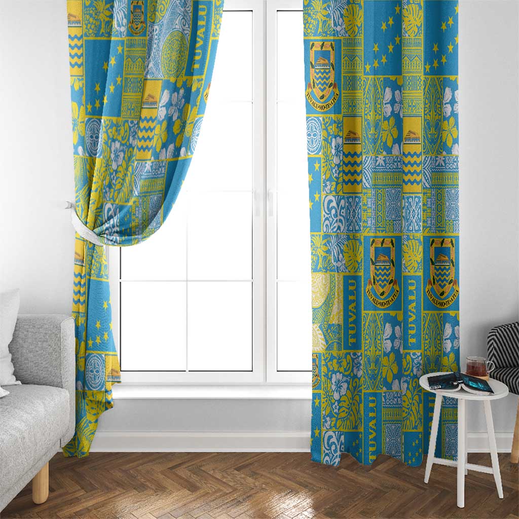 Tuvalu Manuia te Kilisimasi Window Curtain Pacific Patchwork Xmas Vibes - Polynesian Pride