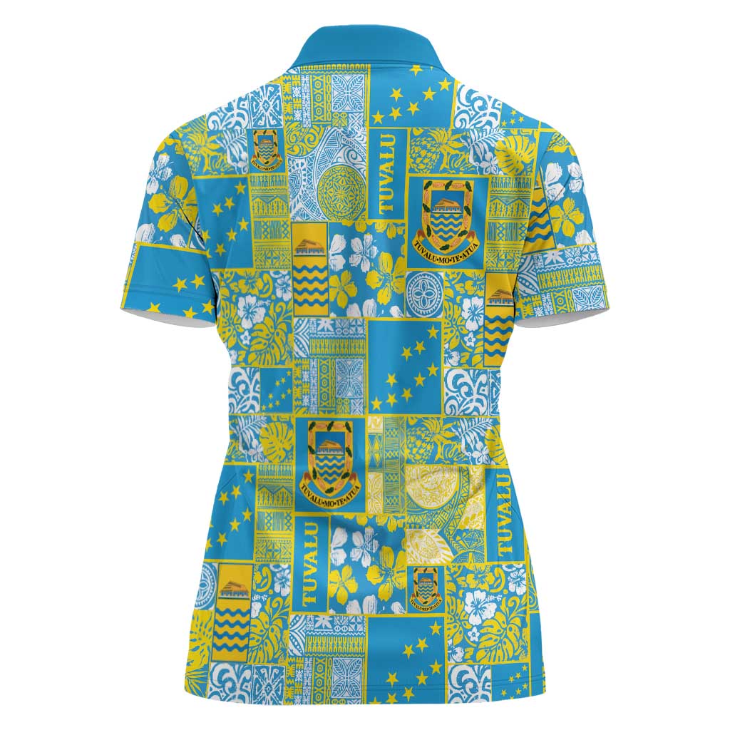 Tuvalu Manuia te Kilisimasi Women Polo Shirt Pacific Patchwork Xmas Vibes - Polynesian Pride
