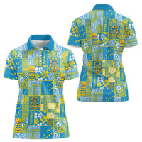 Tuvalu Manuia te Kilisimasi Women Polo Shirt Pacific Patchwork Xmas Vibes - Polynesian Pride