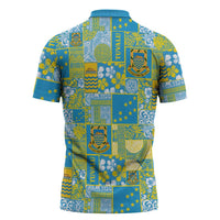 Tuvalu Manuia te Kilisimasi Zipper Polo Shirt Pacific Patchwork Xmas Vibes - Polynesian Pride