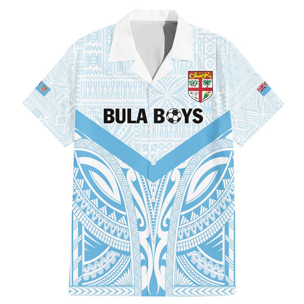 Fiji Football Custom Family Matching Mermaid Dress and Hawaiian Shirt Bula Boys Go Champions LT9 Dad's Shirt - Short Sleeve Blue - Polynesian Pride
