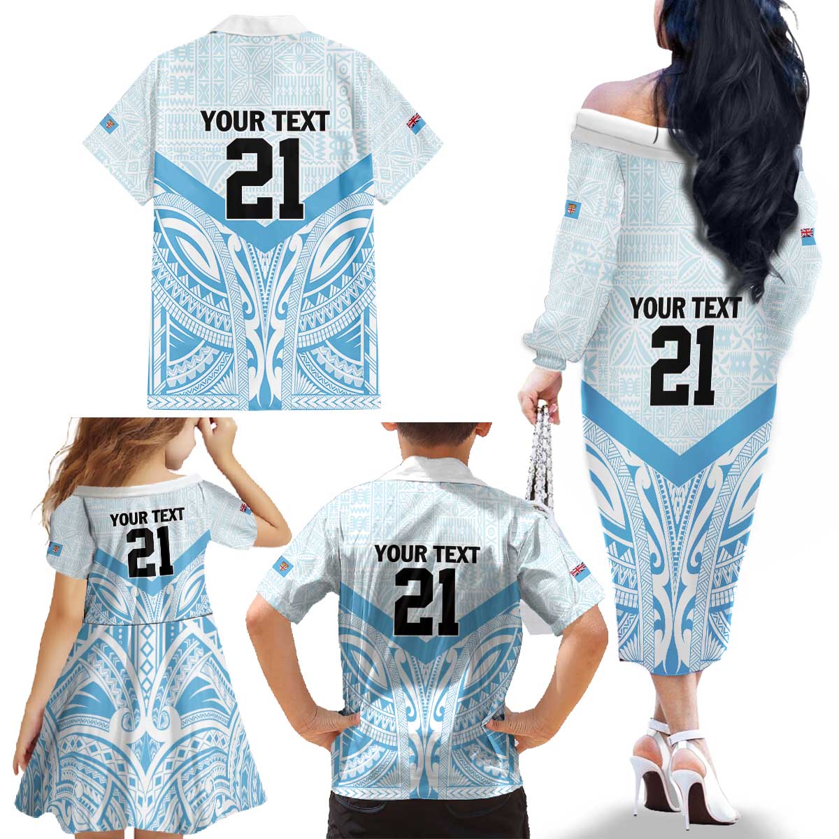 Fiji Football Custom Family Matching Off The Shoulder Long Sleeve Dress and Hawaiian Shirt Bula Boys Go Champions LT9 - Polynesian Pride