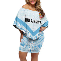 Fiji Football Custom Off Shoulder Short Dress Bula Boys Go Champions