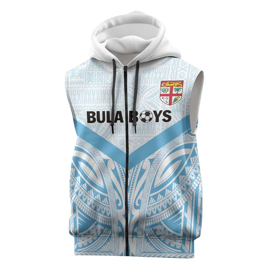 Fiji Football Custom Sleeveless Zip Hoodie Bula Boys Go Champions - Polynesian Pride