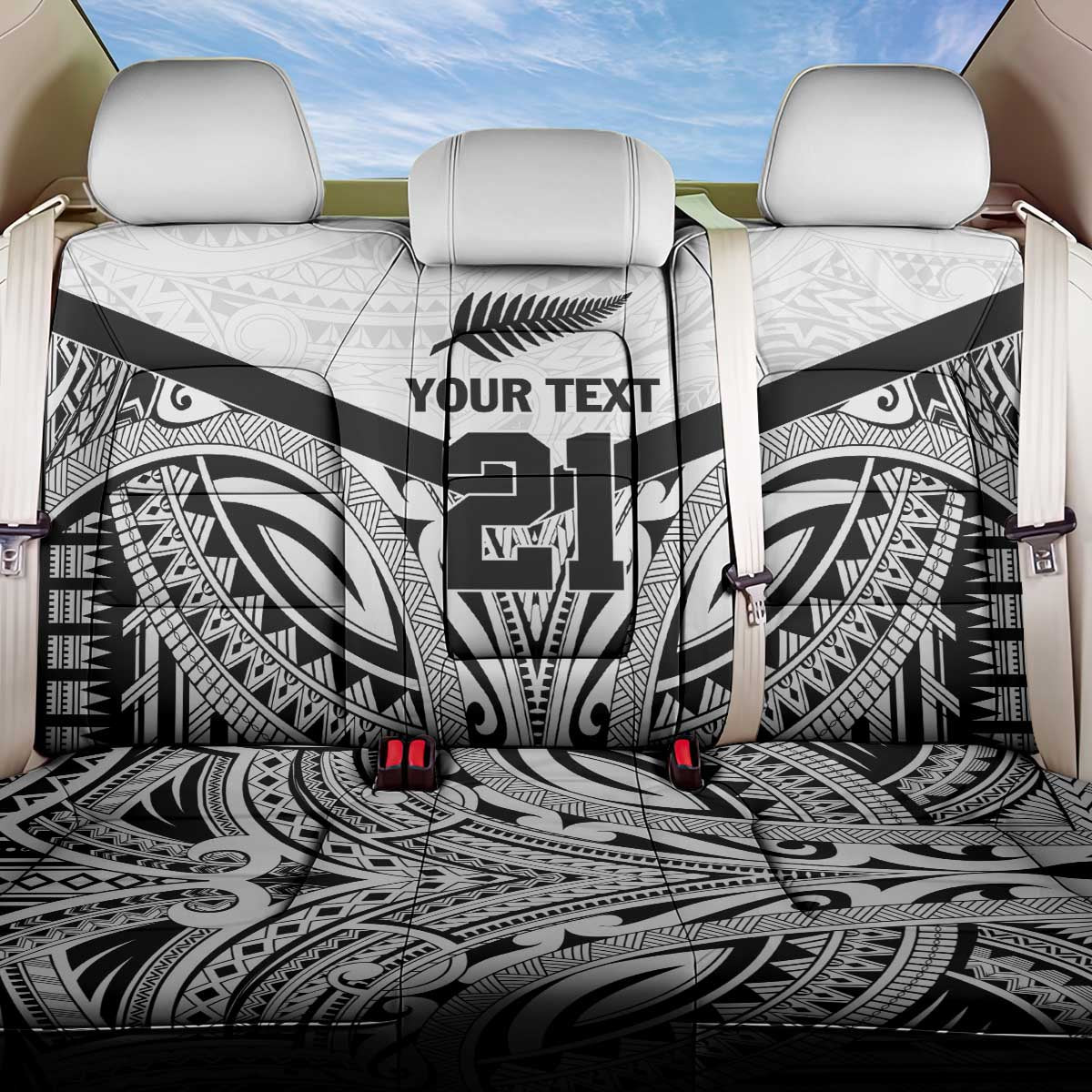 New Zealand Football Custom Back Car Seat Cover All White Fern Go Champions LT9 One Size White - Polynesian Pride